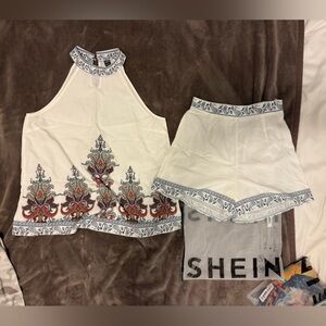SHEIN White Set with Red and Blue Accents
